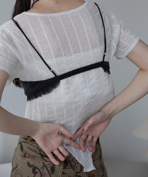 VACANCY（ヴァカンシー）の「チャーム付きシアーキャミビスチェ（キャミソール・レディース・アイボリー/ブラック・FREE）」の15枚目の写真