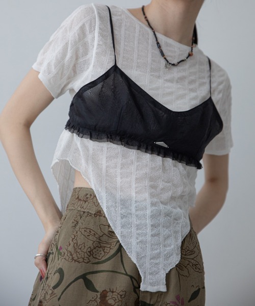 VACANCY（ヴァカンシー）の「チャーム付きシアーキャミビスチェ（キャミソール・レディース・アイボリー/ブラック・FREE）」の16枚目の写真