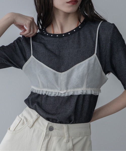 VACANCY（ヴァカンシー）の「チャーム付きシアーキャミビスチェ（キャミソール・レディース・アイボリー/ブラック・FREE）」の11枚目の写真