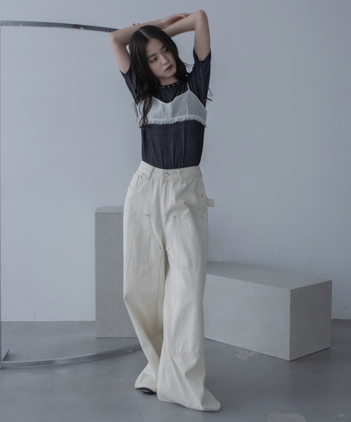 VACANCY（ヴァカンシー）の「チャーム付きシアーキャミビスチェ（キャミソール・レディース・アイボリー/ブラック・FREE）」の4枚目の写真