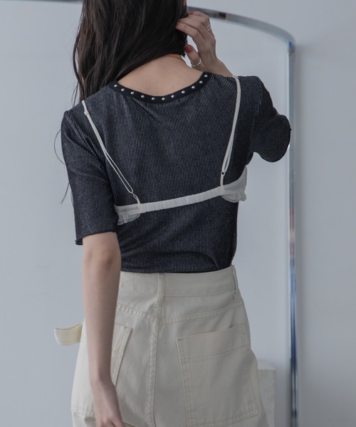 VACANCY（ヴァカンシー）の「チャーム付きシアーキャミビスチェ（キャミソール・レディース・アイボリー/ブラック・FREE）」の9枚目の写真