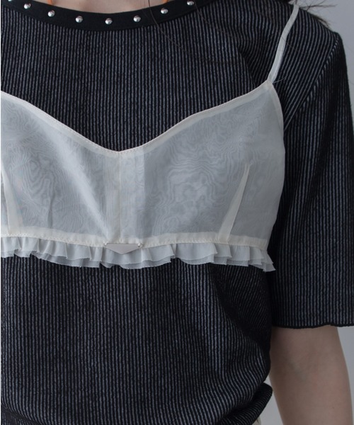 VACANCY（ヴァカンシー）の「チャーム付きシアーキャミビスチェ（キャミソール・レディース・アイボリー/ブラック・FREE）」の6枚目の写真