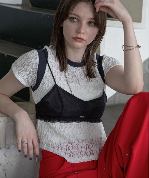 VACANCY（ヴァカンシー）の「チャーム付きシアーキャミビスチェ（キャミソール・レディース・アイボリー/ブラック・FREE）」の22枚目の写真