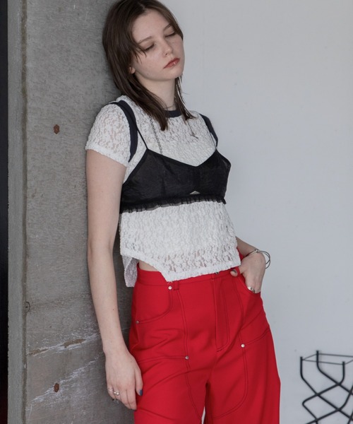 VACANCY（ヴァカンシー）の「チャーム付きシアーキャミビスチェ（キャミソール・レディース・アイボリー/ブラック・FREE）」の21枚目の写真