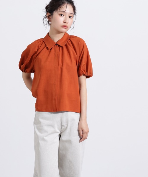 BEAUTY &YOUTHの濃いブラウン バルーンスリーブ シャツ(新品タグ付き バルーンスリーブブラウス（シャツ/ブラウス）｜N.（N. Natural