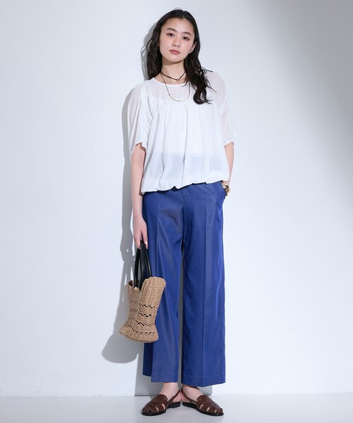INDIVI(インディヴィ)の「【洗える/体型カバー】シャーリングシアートップス(Tシャツ/カットソー・レディース・ピンク/チャコールグレー/ホワイト/ブラック/ブルー系5・38/34/05/15 /13)」の17枚目の写真