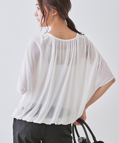 INDIVI(インディヴィ)の「【洗える/体型カバー】シャーリングシアートップス(Tシャツ/カットソー・レディース・ピンク/チャコールグレー/ホワイト/ブラック/ブルー系5・38/34/05/15 /13)」の19枚目の写真