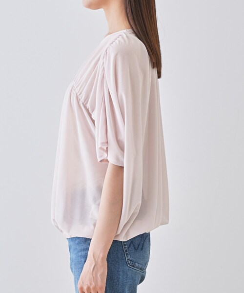 INDIVI / インディヴィ 【洗える／体型カバー】シャーリングシアートップス 洗える／体型カバー】シャーリングシアートップス（カットソー