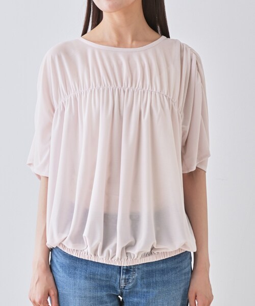 INDIVI(インディヴィ)の「【洗える/体型カバー】シャーリングシアートップス(Tシャツ/カットソー・レディース・ピンク/チャコールグレー/ホワイト/ブラック/ブルー系5・38/34/05/15 /13)」の9枚目の写真