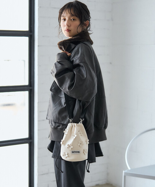 FREAK'S STORE（フリークスストア）の「OUTDOOR PRODUCTS × FREAK'S STORE/アウトドアプロダクツ 別注 3D フラワー巾着バッグ/ショルダーバッグ（ショルダーバッグ・レディース・ブラック/ブラウン/ナチュラル・ONE SIZE）」の21枚目の写真