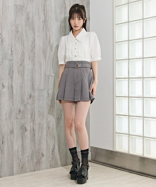 REDYAZEL（レディアゼル）の「配色ステッチハイウエストタックショートパンツ（その他パンツ・レディース・ベージュ/ブルー/グレー・FREE）」の7枚目の写真