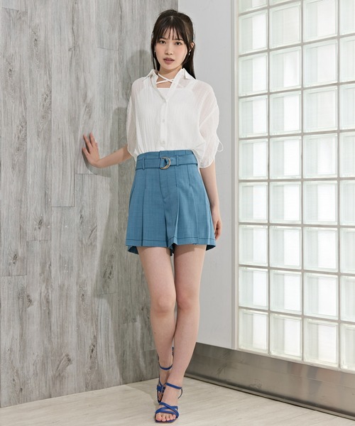 REDYAZEL（レディアゼル）の「配色ステッチハイウエストタックショートパンツ（その他パンツ・レディース・ベージュ/ブルー/グレー・FREE）」の12枚目の写真