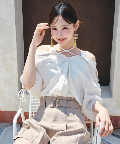 REDYAZEL（レディアゼル）の「配色ステッチハイウエストタックショートパンツ（その他パンツ・レディース・ベージュ/ブルー/グレー・FREE）」の19枚目の写真