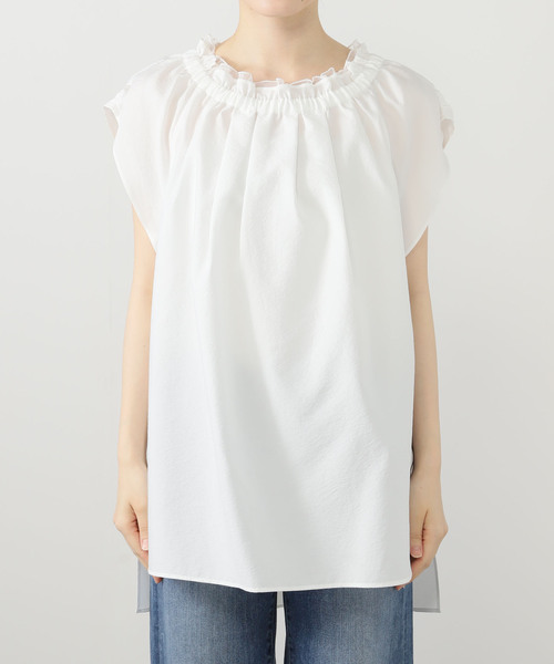 ラトータリテ チュニック 洗える】ギャザーネックチュニックブラウス（シャツ／ブラウス