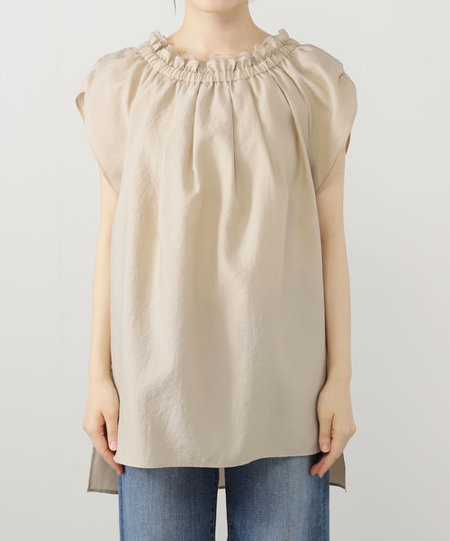 La TOTALITE（ラトータリテ）の「【洗える】ギャザーネックチュニックブラウス（シャツ/ブラウス・レディース・ブラック/ホワイト/ベージュ・FREE）」の16枚目の写真