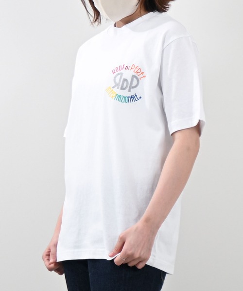 Felt-Maglietta（フェルトマリエッタ）の「[ROUXDI PERFE ルゥディパフィー]レインボー刺繍Tシャツ（Tシャツ/カットソー・メンズ・ホワイト/ブラック・SMALL/MEDIUM/LARGE）」の5枚目の写真