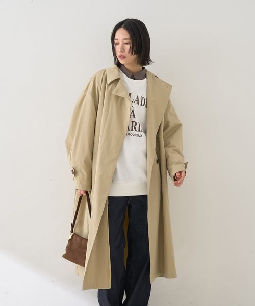 Rouge vif（ルージュヴィフ）の「撥水フォルムステンカラーコート（ステンカラーコート・レディース・ネイビー/ベージュ・36/38）」の5枚目の写真