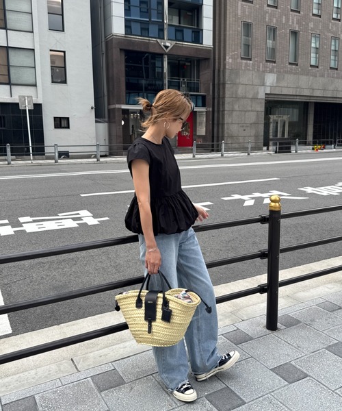 ブラウス シャツ バルーンペプラムブラウス(chiica select) / Tシャツ カットソー 半袖 インナー フレンチスリーブ クルーネック ラ バルーンペプラムブラウス(chiica select) / Tシャツ カットソー