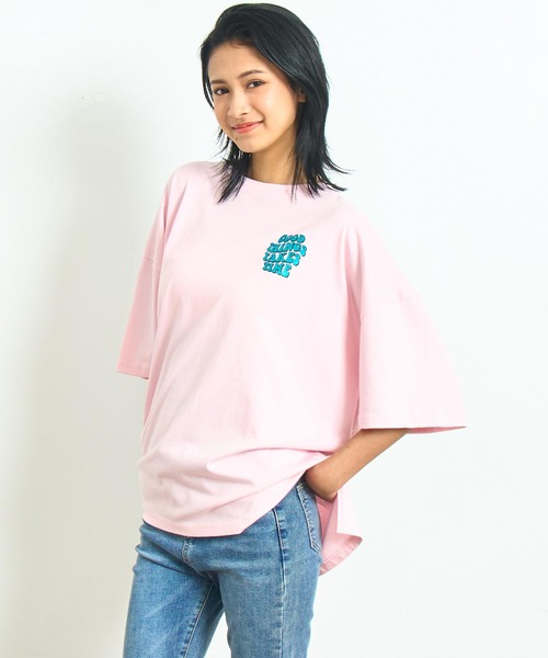 anap mimpi（アナップミンピ）の「箔ロゴプリントビックTシャツ（Tシャツ/カットソー・レディース・オフホワイト/ブラック/ピンク・FREE）」の3枚目の写真