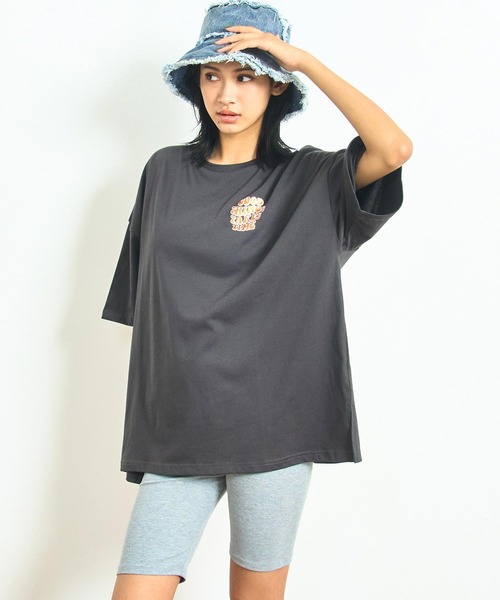 anap mimpi（アナップミンピ）の「箔ロゴプリントビックTシャツ（Tシャツ/カットソー・レディース・オフホワイト/ブラック/ピンク・FREE）」の2枚目の写真