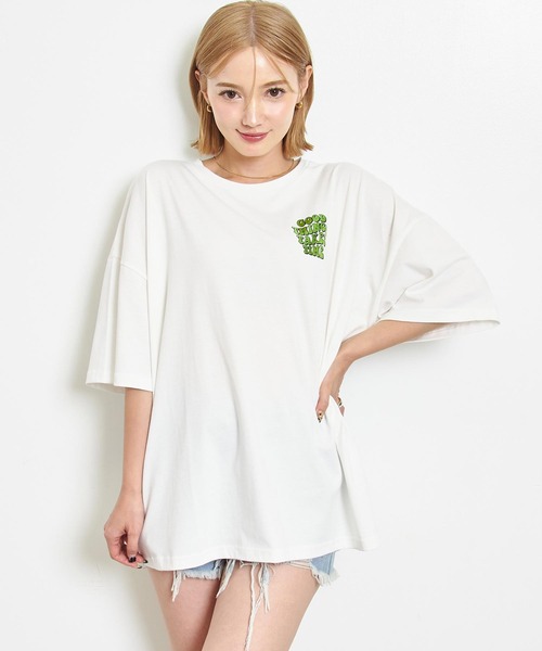 anap mimpi（アナップミンピ）の「箔ロゴプリントビックTシャツ（Tシャツ/カットソー・レディース・オフホワイト/ブラック/ピンク・FREE）」の5枚目の写真
