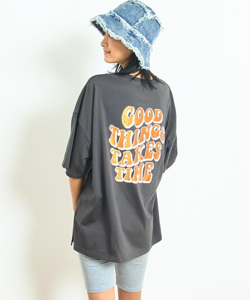 anap mimpi（アナップミンピ）の「箔ロゴプリントビックTシャツ（Tシャツ/カットソー・レディース・オフホワイト/ブラック/ピンク・FREE）」の10枚目の写真