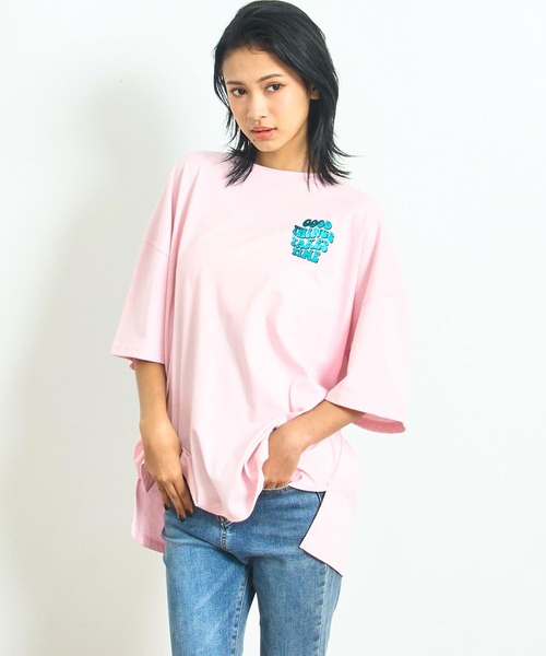 anap mimpi（アナップミンピ）の「箔ロゴプリントビックTシャツ（Tシャツ/カットソー・レディース・オフホワイト/ブラック/ピンク・FREE）」の13枚目の写真