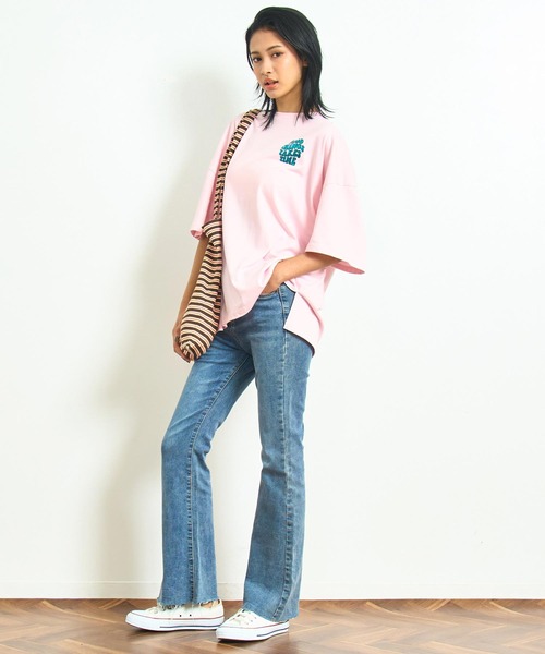 anap mimpi（アナップミンピ）の「箔ロゴプリントビックTシャツ（Tシャツ/カットソー・レディース・オフホワイト/ブラック/ピンク・FREE）」の16枚目の写真