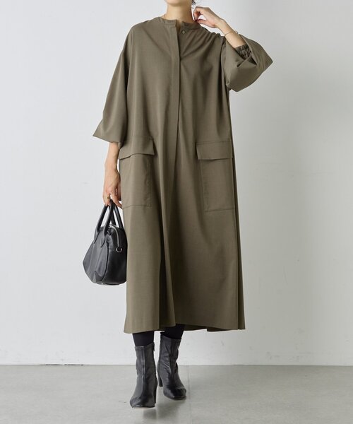 BEARDSLEY（ビアズリー）の「ビッグシャツワンピース（ワンピース・レディース・カーキ/ブラック・FREE）」の11枚目の写真