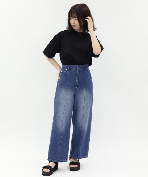 ワイドストレートデニムパンツ（デニムパンツ）｜axes femme