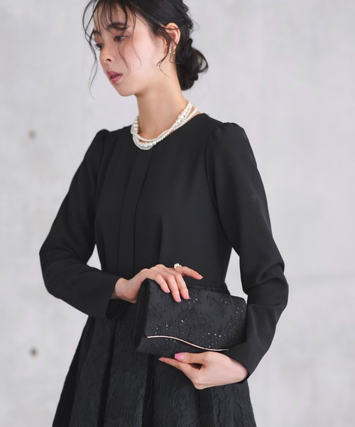 LE’RURA リルアー パーティーバッグ オケージョン 結婚式 ブラック 2way スパンコール レース 刺繍 パーティーバッグ ｜ レディース 結婚