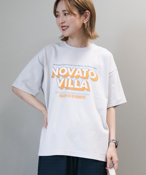 AMERICAN HOLIC(アメリカンホリック)の「配色ロゴプリントTシャツ(Tシャツ/カットソー・レディース・ライトグレー/オフホワイト/ベージュ・M/L)」の2枚目の写真