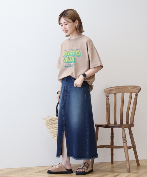 AMERICAN HOLIC(アメリカンホリック)の「配色ロゴプリントTシャツ(Tシャツ/カットソー・レディース・ライトグレー/オフホワイト/ベージュ・M/L)」の4枚目の写真