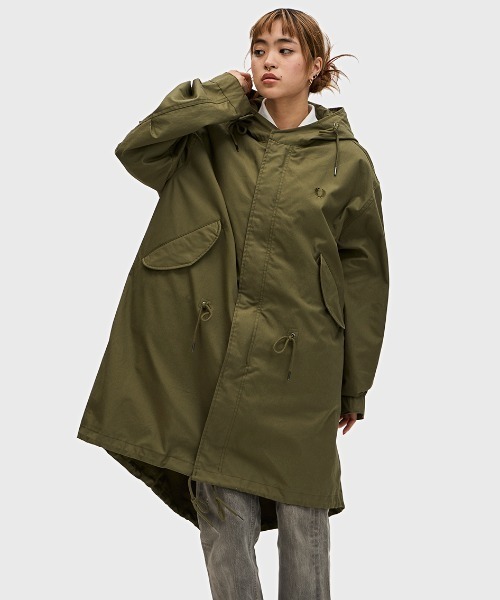 ジャケット・アウター FRED PERRY 15AW Fishtail Parka-Olive/L Oversized Fishtail Parka Jacket／オーバーサイズフィッシュテイル