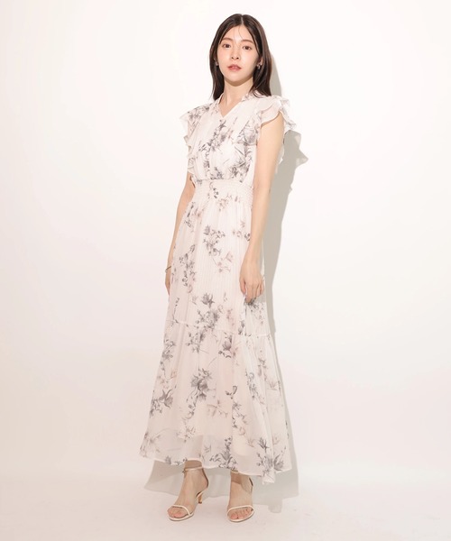 Rirandture（リランドチュール）の「シャーリングフリルプリントワンピース（ワンピース・レディース・グレイッシュベージュ/ミント・0/2/1）」の4枚目の写真