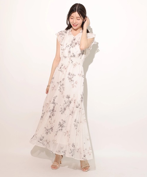 Rirandture（リランドチュール）の「シャーリングフリルプリントワンピース（ワンピース・レディース・グレイッシュベージュ/ミント・0/2/1）」の5枚目の写真