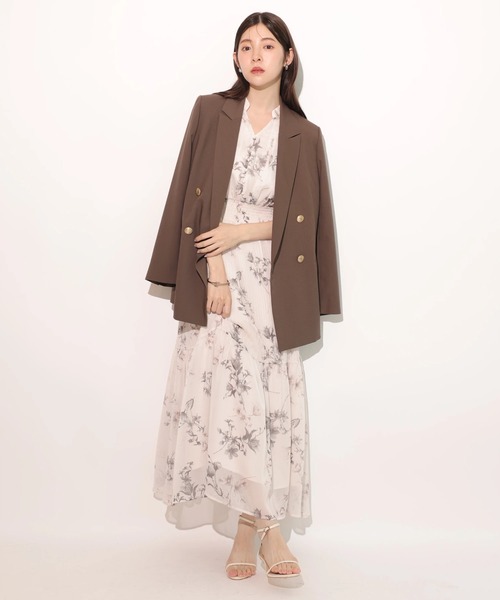 Rirandture（リランドチュール）の「シャーリングフリルプリントワンピース（ワンピース・レディース・グレイッシュベージュ/ミント・0/2/1）」の13枚目の写真