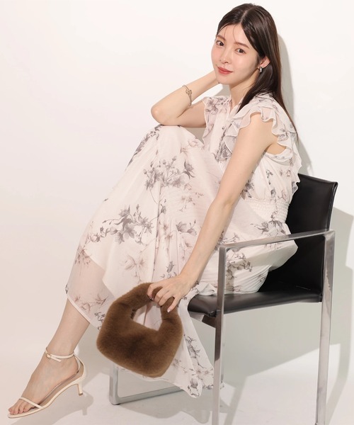 Rirandture（リランドチュール）の「シャーリングフリルプリントワンピース（ワンピース・レディース・グレイッシュベージュ/ミント・0/2/1）」の17枚目の写真