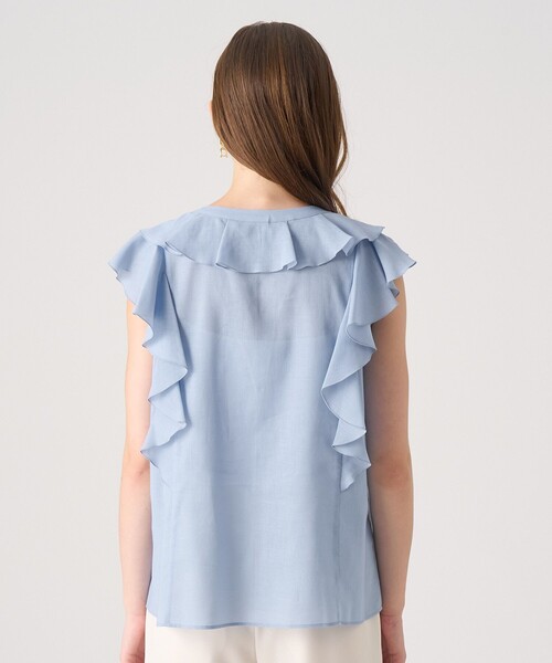 ANAYI（アナイ）の「ボイルフリルVネックブラウス（シャツ/ブラウス・レディース・ライトブルー/ブラック/ホワイト・38/36）」の6枚目の写真