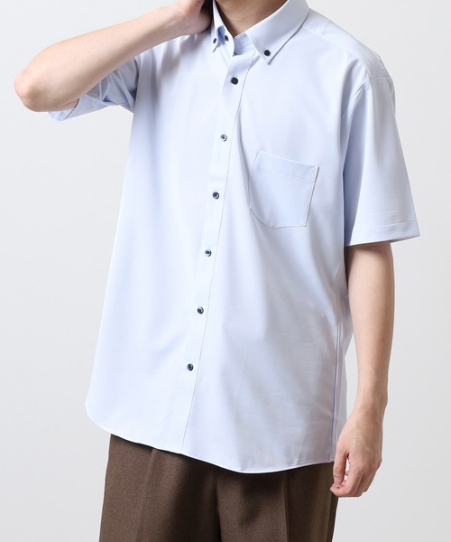 Ree&Mee（リーアンドミー）の「Ree&Mee ノーアイロン 吸水速乾 ビジカジ ボタンダウン 半袖 シャツ（ビジネスシャツ・メンズ・ブラック/ネイビー/オフホワイト・LL/M/L）」の20枚目の写真