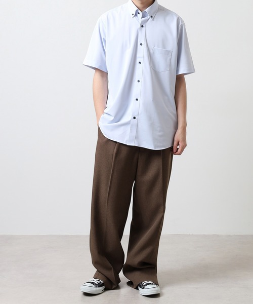 Ree&Mee（リーアンドミー）の「Ree&Mee ノーアイロン 吸水速乾 ビジカジ ボタンダウン 半袖 シャツ（ビジネスシャツ・メンズ・ブラック/ネイビー/オフホワイト・LL/M/L）」の21枚目の写真