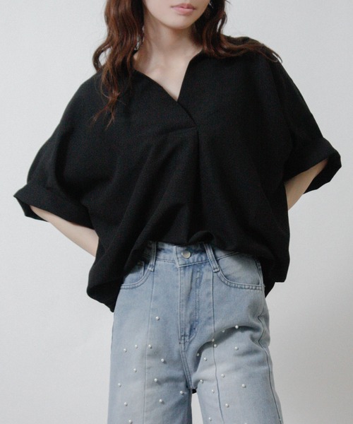Social GIRL(ソーシャルガール)の「シアサッカースキッパーブラウス(シャツ/ブラウス・レディース・ブラック/グレイッシュベージュ/オフホワイト・M)」の10枚目の写真