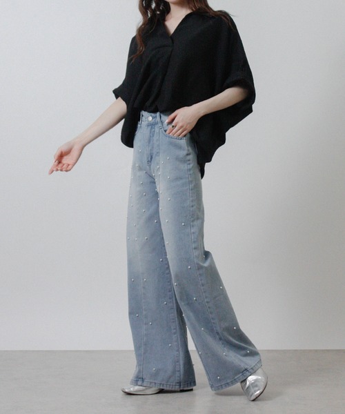 Social GIRL(ソーシャルガール)の「シアサッカースキッパーブラウス(シャツ/ブラウス・レディース・ブラック/グレイッシュベージュ/オフホワイト・M)」の14枚目の写真