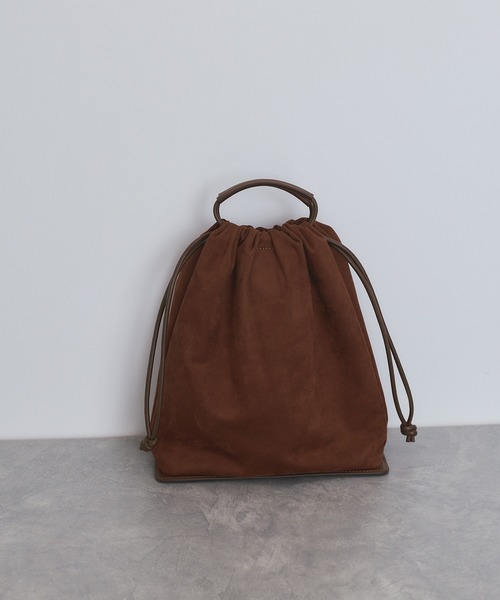 サステナブル】アーティフシャルレザー巾着バッグ（ショルダーバッグ