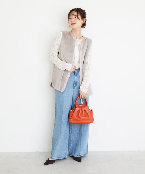 le.coeur blanc（ルクールブラン）の「MILLELA FIRENZEギャザーショルダーバッグ（ショルダーバッグ・レディース・オレンジ/オフホワイト/ブラック・FREE）」の18枚目の写真