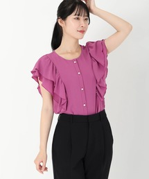 【新品タグ付き】ストロベリーフィールズ◇フリルブラウス【Ｍ】春秋　きれいめ　薄手 STRAWBERRY-FIELDS｜ストロベリーフィールズ（レディース）の