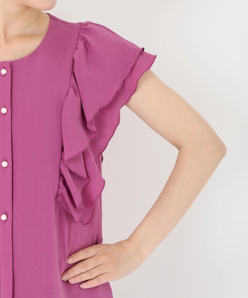 STRAWBERRY-FIELDS(ストロベリーフィールズ)の「2WAYジョーゼット_フリルスリーブブラウス シャツ・ブラウス(シャツ/ブラウス・レディース・ライトグレー/ダークグレー/ピンク系その他・2)」の10枚目の写真