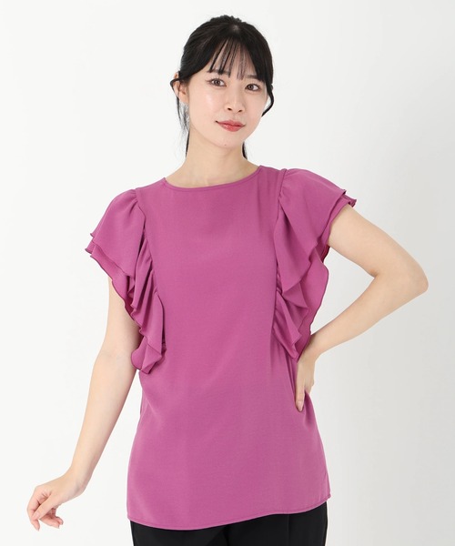 STRAWBERRY-FIELDS(ストロベリーフィールズ)の「2WAYジョーゼット_フリルスリーブブラウス シャツ・ブラウス(シャツ/ブラウス・レディース・ライトグレー/ダークグレー/ピンク系その他・2)」の7枚目の写真