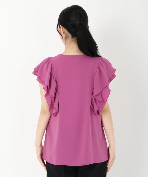 STRAWBERRY-FIELDS(ストロベリーフィールズ)の「2WAYジョーゼット_フリルスリーブブラウス シャツ・ブラウス(シャツ/ブラウス・レディース・ライトグレー/ダークグレー/ピンク系その他・2)」の6枚目の写真