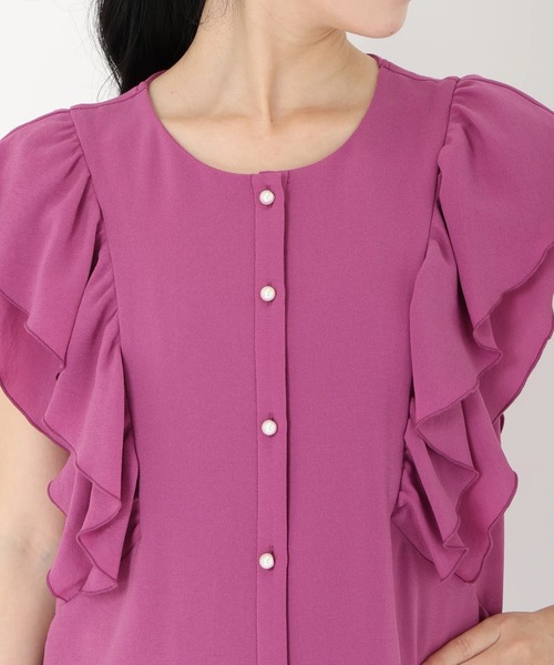 STRAWBERRY-FIELDS(ストロベリーフィールズ)の「2WAYジョーゼット_フリルスリーブブラウス シャツ・ブラウス(シャツ/ブラウス・レディース・ライトグレー/ダークグレー/ピンク系その他・2)」の8枚目の写真